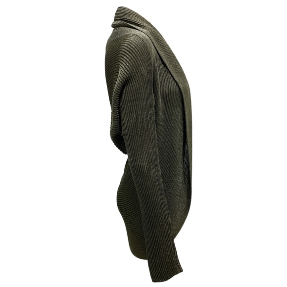 RALPH LAUREN BLACK LABEL OLIVE GREEN METALLIC KNIT SWEATER - Picture 2 of 4